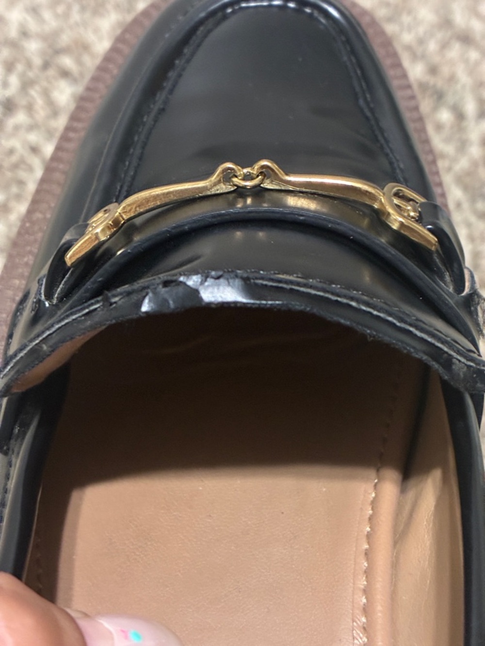 Sam Edelman Black Leather Loafers with Gold Bit - Picture 13 of 14